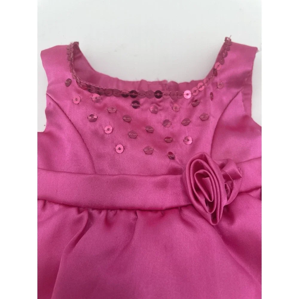 Build a‎ Bear Pink Satin Dress Ruffles Sequins Rosette